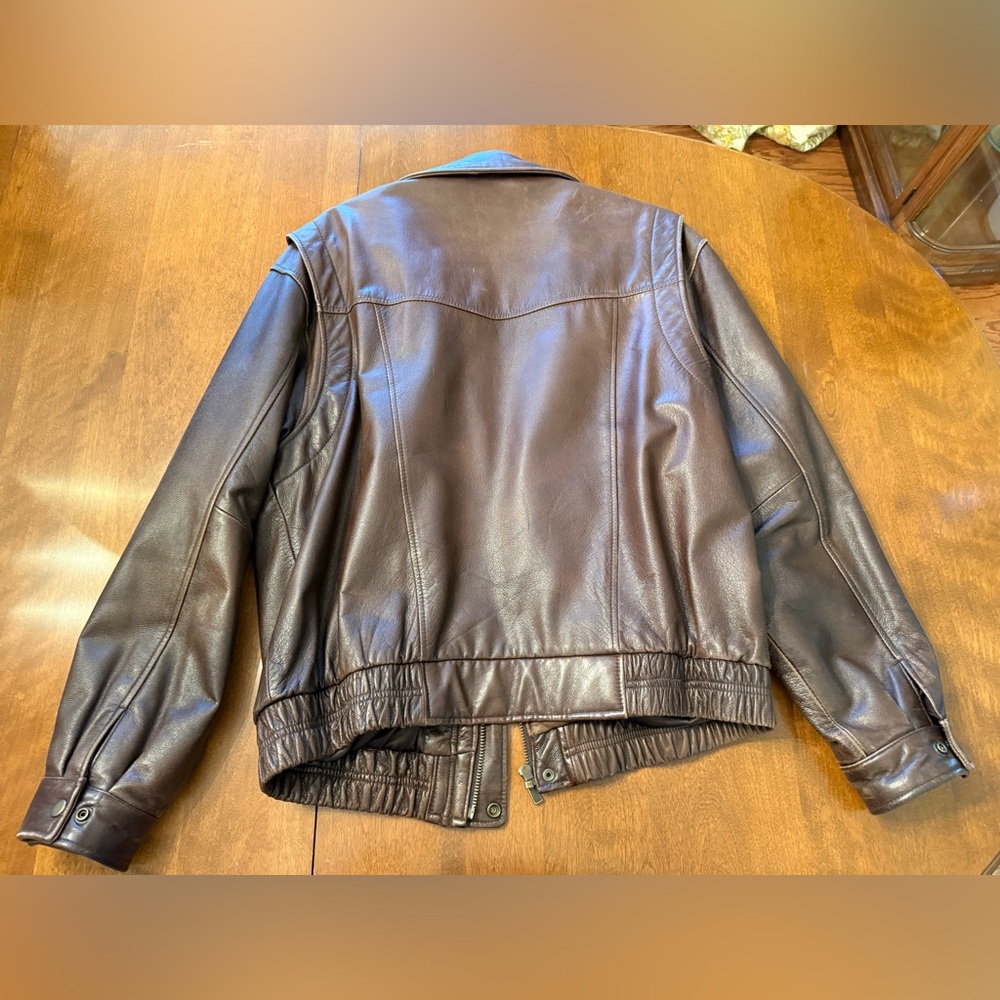 Wilsons Leather Brown Bomber Jacket XL Genuine Leather Classic - Picture 2 of 4